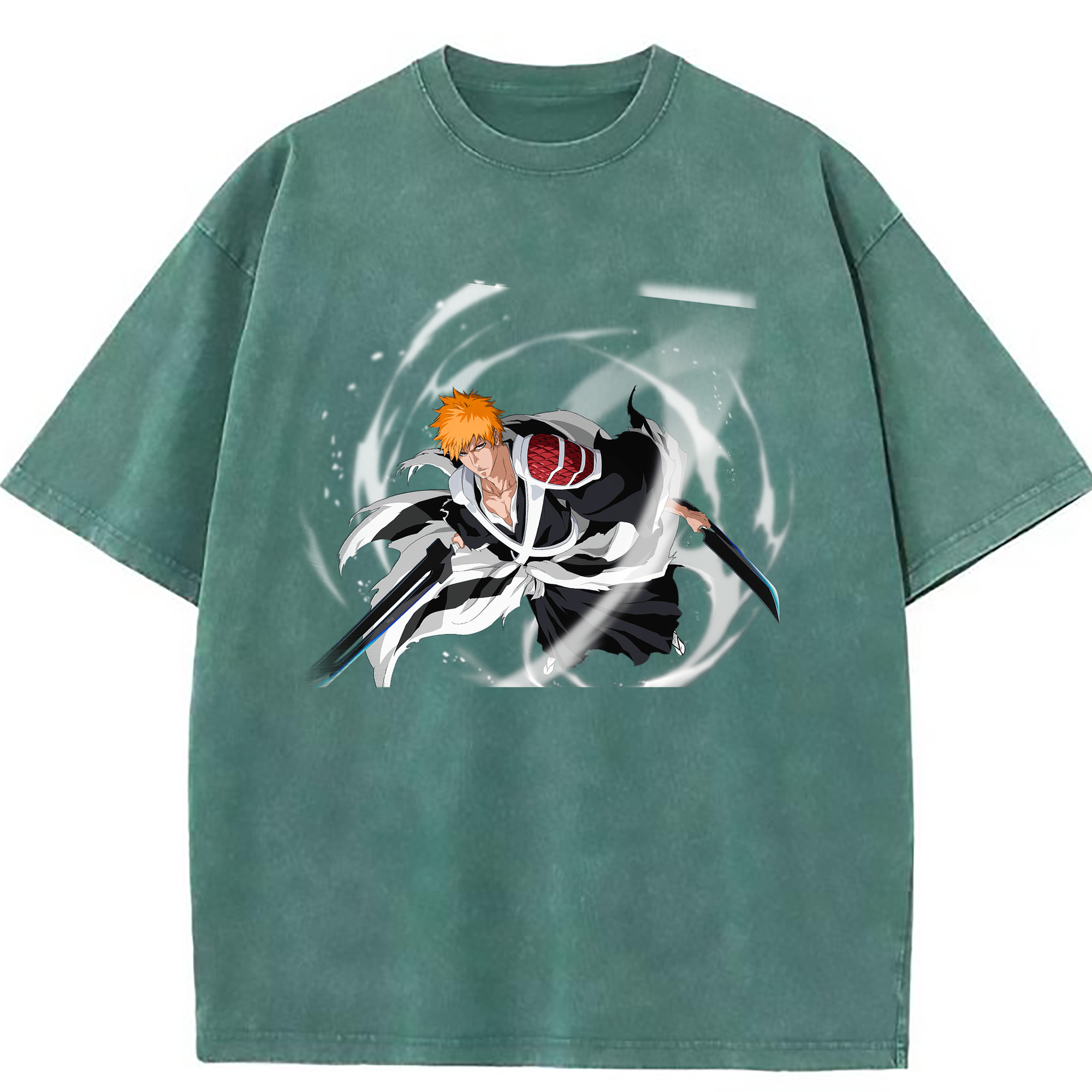 （画像用） ブリーチ 黒崎一護（くろさき いちご）BLEACH Kurosaki Ichigo 綿100% ヴィンテージ風 半袖Tシャツ（フロントプリント）